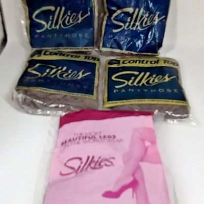 Silkies Control Top Pantyhose X-Tall Taupe Support Legs 119 Lot of 5 New NOS