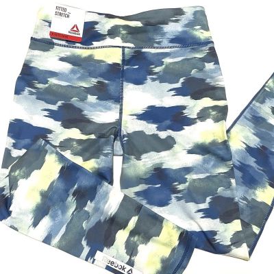 Reebok Workout Ready Teal Multicolor Workout Leggings New Youth 14-16