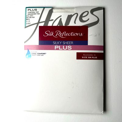 Hanes Silk Reflections Silky Sheer Plus Size 2+ White Panty Hose Control Top