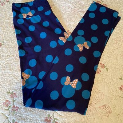 Lularoe Disney Minnie Mouse Leggings OS Navy And Pink One Size