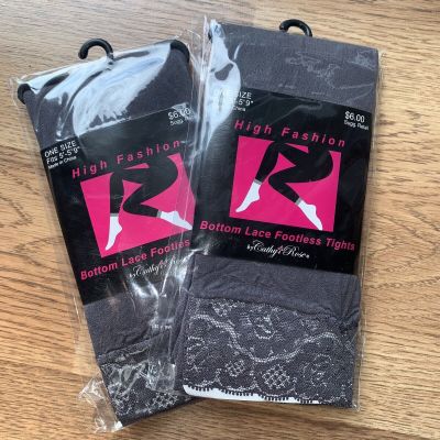 Bottom Lace Footless Tights By Cathy Rose One Size. 2 Packages