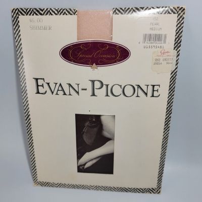 Evan Picone Pantyhose Size Medium Pearl Shimmer Vintage Made In USA New In Pkg