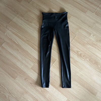 Spanx Black Faux Leather Shine Leggings Medium