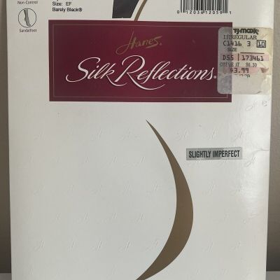 Hanes Silk Reflections Silky Sheer 715 Sz EF Barely Black Sandalfoot Non-Control