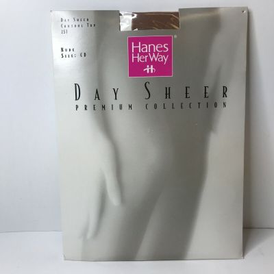 Hanes Her Way Day Sheer Control Top Pantyhose Nude Size CD