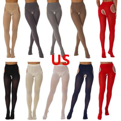 US Women's Pantyhose High Waist Tights Suspenders Stretchy Thigh High Stockings