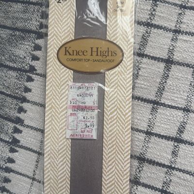 Vintage Evan Picone Knee Highs Comfort Top Grey One size NEW Fits 8.5-11 Nylon