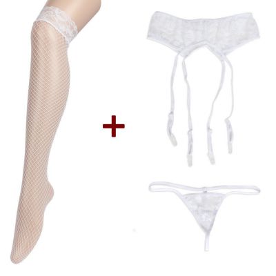 Sexy Women's Lace Garter Belt Stocking G-string Lingerie Thigh-Highs Stockings
