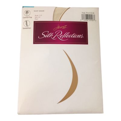 Hanes Silk Reflections Pantyhose Sz EF Pearl Control Top Stockings NEW Vintage