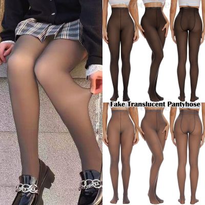 Women Flawless Legs Fake Translucent Warm Pantyhose Tights Stockings Sheer Black
