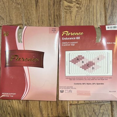 Florence Control Top Pantyhose Set Of 2 790 Nude Size C Endurance 60