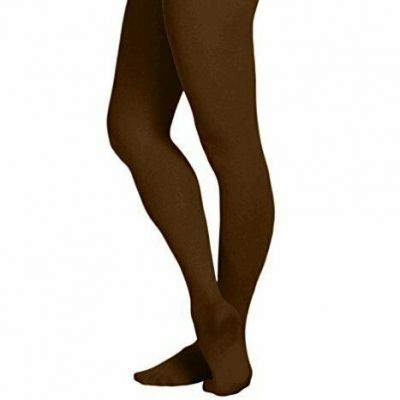 Women's Solid Colored Opaque Microfiber Footed, Brown, Size E k9Gz