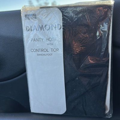 Montgomery Ward diamond pantyhose with control top sandal foot size 2 black