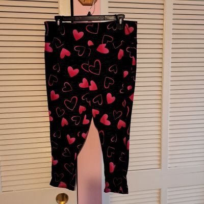 Terra and Sky Valentine’s Hearts High Rise Capri Leggings 1X Plus Size Soft