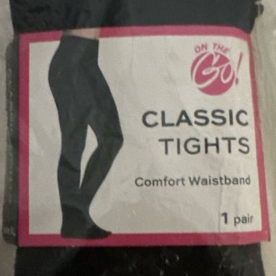 On The Go Black 40 Denier Appearance Classic Tights Comfort Waistband Size XL