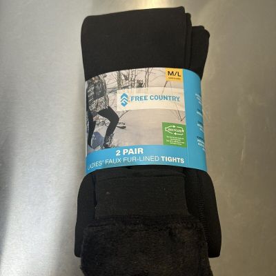 Free Country Women's 2-Pack Faux Fur-Lined Leggings-NEW Size M/L