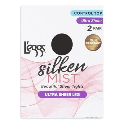 L'eggs Silken Mist Ultra Sheer Leg Control Top Tights, 2 Pairs Black Mist Size Q