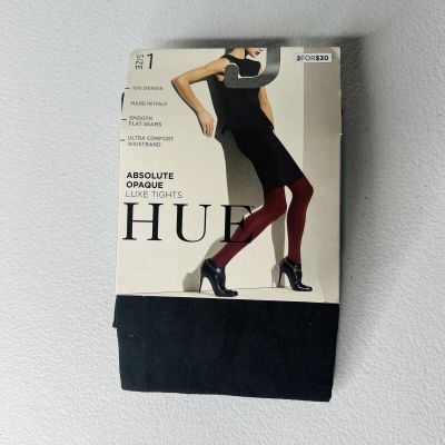 NWT HUE Womens Absolute Opaque Luxe Tights Size 1 Black 1 Pair Pack New