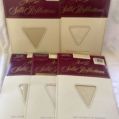 Hanes  6 Pairs Silk Reflections Control Top Pantyhose -CD -Pearl -White NEW 90’s