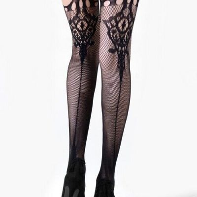 Killer Legs New Spanish Faux Garters Fishnet Tights Pantyhose Queen