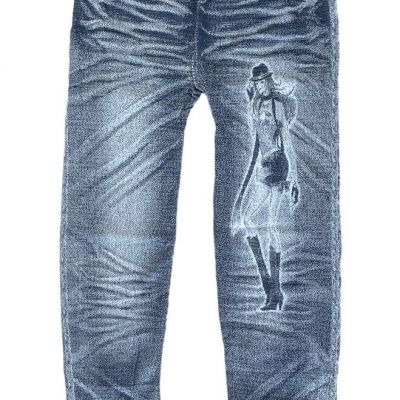 Women's Jean-Like Stretch Leggings Jeggings Soft Lightweight One Size (S-L) Blue