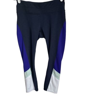 Women's Athleta Navy Purple Capri Activewear Color-block Sonar Workout Legging S