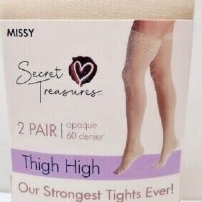 MISSY Secret Treasures BEIGE Thigh High TIGHTS 60 DENIER STOCKINGS 2pk F-15