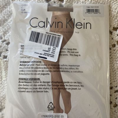 Calvin Klein Matte Ultra Sheer With Control Top Pantyhose Size 3 (C) BUFF COLOR