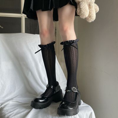 1 Pair Long Socks Mesh Dressing Up Girls Hollow Lace Knee High Socks Elegant