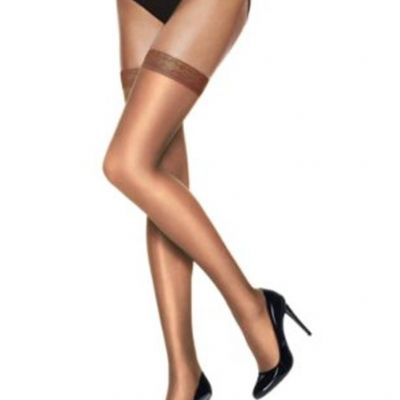 Hanes Women's Silk Reflections Sheer Lace Top Thigh-High Stockings SZ A/B