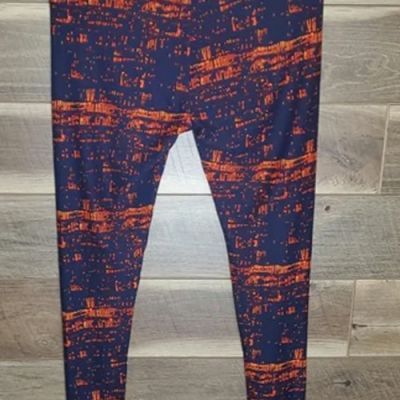 LuLaRoe Leggings Tall and Curvy Dark Purple with Orange Pattern Size 12-18 LNWOT