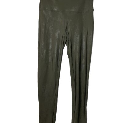 SPANX Faux Leather Shiny LEGGINGS #243 Green Size XL 30” Actual Waist