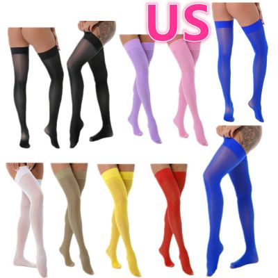 US Women's Glossy Stockings See-through Pantyhose Tights Over Knee Length Socks
