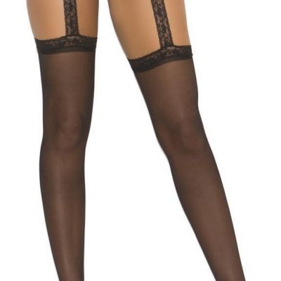 NEW sexy ELEGANT MOMENTS sheer THIGH highs LACE garter BELT suspender STOCKINGS