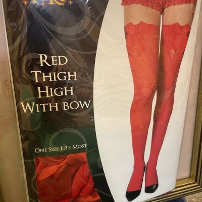 Spirit Halloween Red Thigh Highs With Bow Tops Cosplay Valentines Day NWT