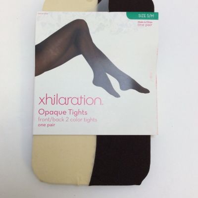 NWT S/M Xhilaration Opaque Tights Front/Back 2 Color Tan/Brown Tights FREE SHIP