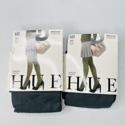 HUE Cobblestone Gray Opaque Tights Womens Size 1- 2 Pair New