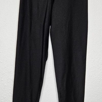 American Apparel Womens Leggings Small Black Shiny Elastic Waist Pull On Dance