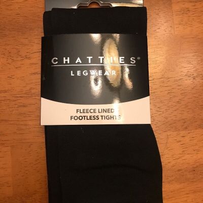 Pair S/M Black Fleece Lined Womens Footless Tights CHATTIES