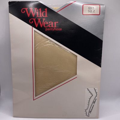 Wild Wear Pantyhose Gold Size 2 Shimmer Shear Vintage. NIP Sensuous Shapely Legs