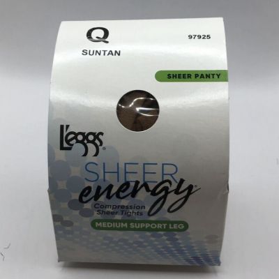 L'eggs Sheer Energy Compression Sheer Tights Suntan Size Q  Support Leg