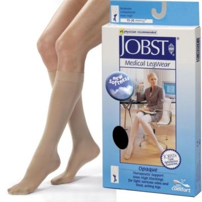 JOBST Opaque Knee High Compression Stockings, 15-20mmHg, Open or Closed Toe