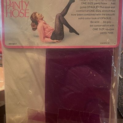 Vintage Opaque Panty Hose Purple Plum Tights Average One Size