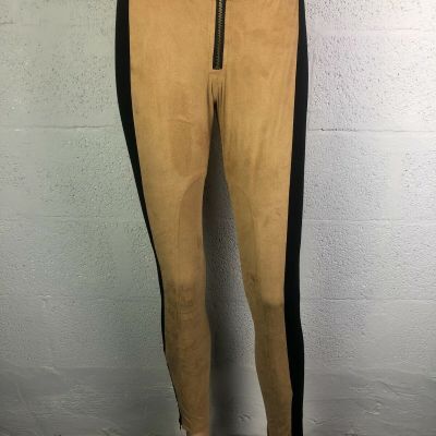 GRASS COLLECTION Tan & Black Suede Women Leggings Style # SK351288 Size 3