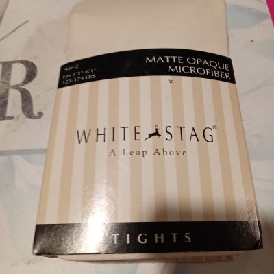 New old stock white stag tights ladie size 2 White matte opaque microfiber