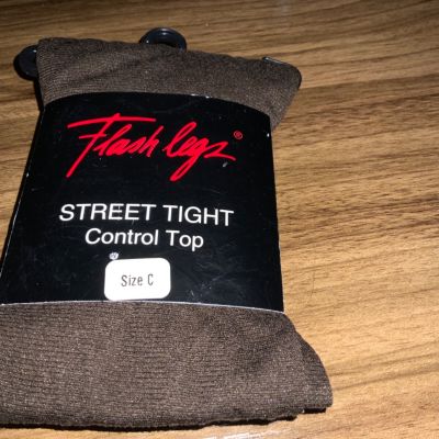 NEW FLASH LEGS STREET TIGHTS CONTROL TOP SIZE C BROWN