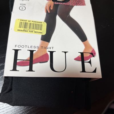 Hue Black Footless Tights Size 2, 120-200lbs NEW