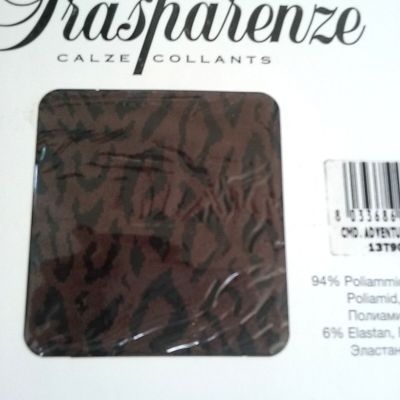 Trasparenze Adventure Leopard / Black Print Pantyhose Brown Tights Size S