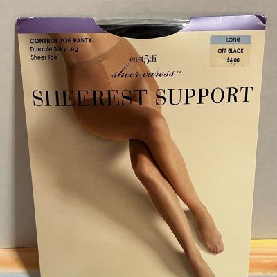 East 5th Sheer Caress Sheerest Support pantyhose size Long Off Black