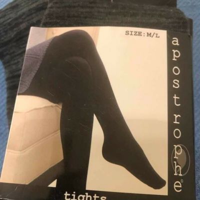 Apostrophe Tights, Size M/L Black & Gray NEW IN PACK *
